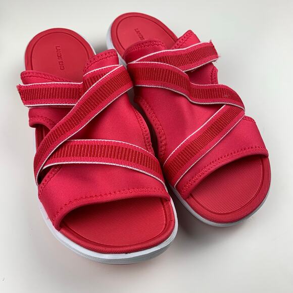 Lands End Sandals Water Resistant Pink Slides Comfort Slip On Women's 9 - Picture 3 of 9
